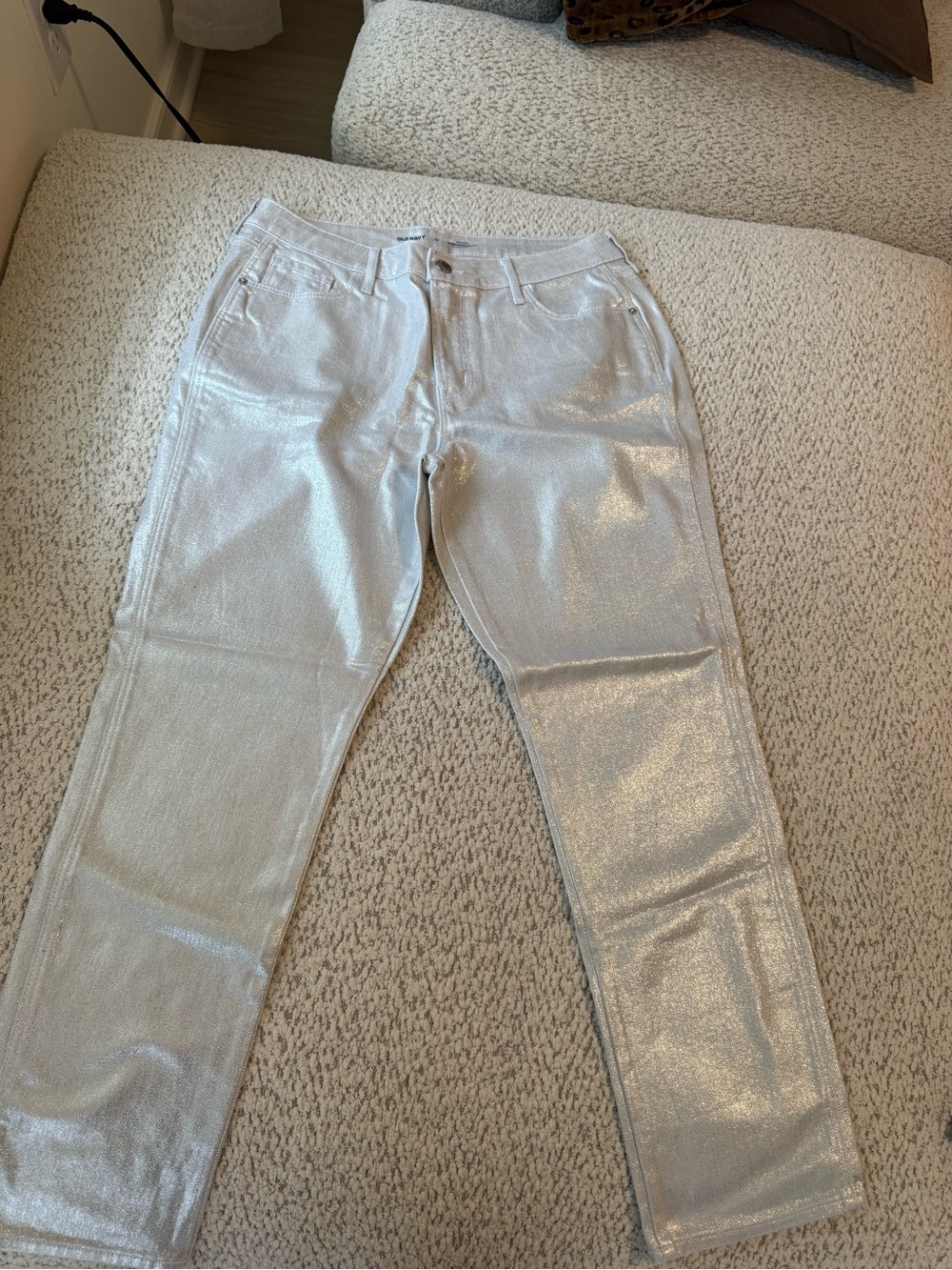 Old Navy Metallic Silver Skinny Jeans